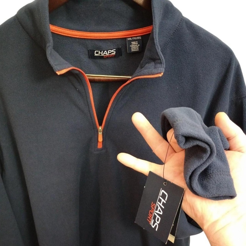 Chaps Sport Navy Blue Fleece Quarter Zip Pullover Size XXL